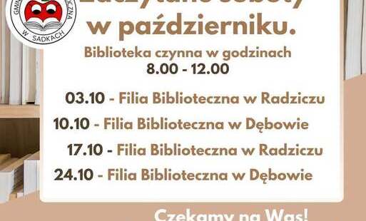 Zdjęcie do  Zapraszamy do Biblioteki w soboty!