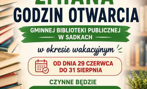 Zdjęcie do WAKACYJNE GODZINY OTWARCIA BIBLIOTEKI 